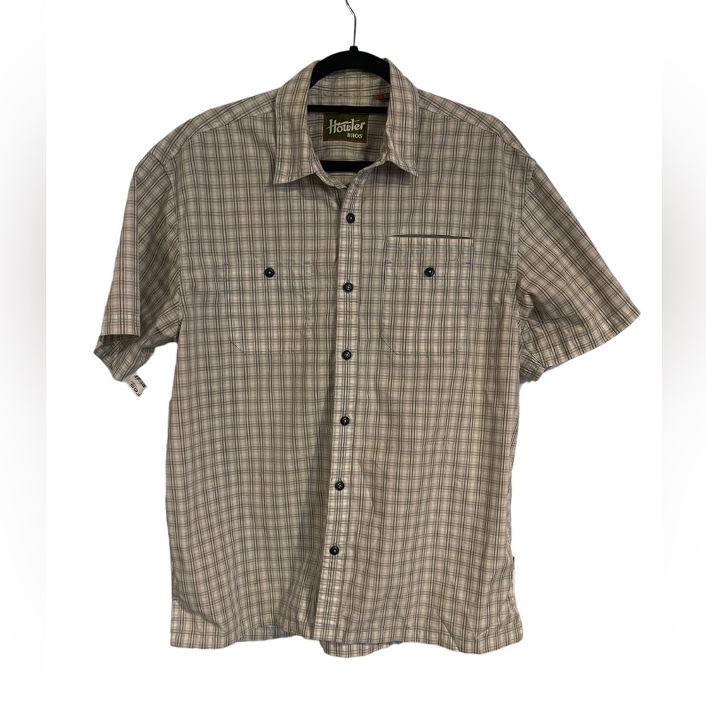 Howler Bros Short Sleeve Button Up Shirt Men's Large Gray Plaid